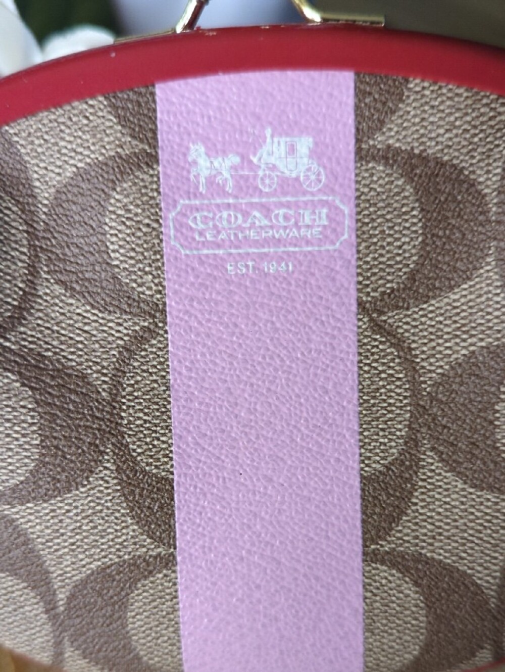 Coach Signature Canvas Kisslock Wristlet- Pink Patent Trim & Tattersall Interior - Picture 6 of 8